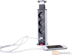 Zdjęcie TwójPasaż.pl Przedłużacz teleskopowy 3-gniazdkowy z USB 503-2UC - Małomice