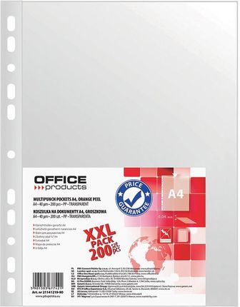 Office Products Koszulki na dokumenty PP A4 groszkowe 40mikr. 200szt.
