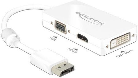 Delock Adapter Displayport 1.1 Męski > VGA / HDMI / DVI Żeński Pasywne Biały (62655)