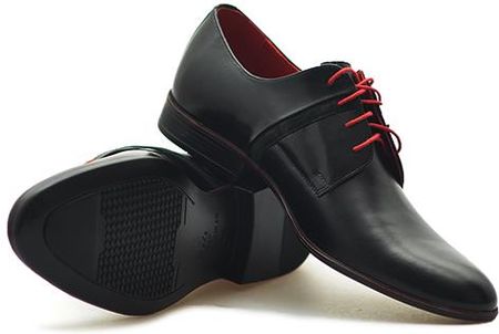 Pantofle Pan 884 Czarne + czerwony