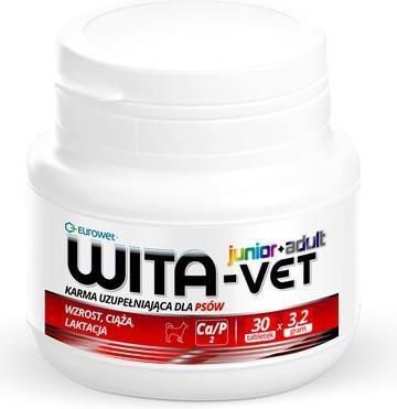 Eurowet Wita-Vet Junior+Adult CA/P2  3,2g preparat witaminowy dla ciężarnych suk i szczeniąt 30 tabletek
