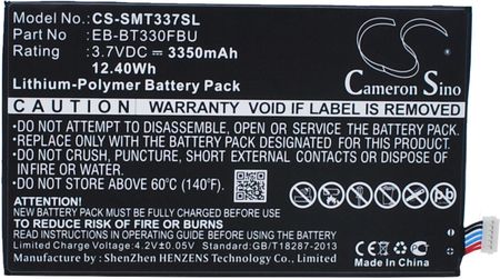 Cameron Sino do Samsung Galaxy Tab 4 8.0 / EB-BT330FBU 3350mAh 12.40Wh Li-Polymer 3.7V (CS-SMT337SL)