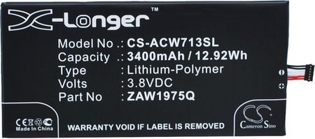 Cameron Sino do Acer Iconia Tab 7 / ZAW1975Q 3400mAh 12.92Wh Li-Polymer 3.8V (CS-ACW713SL)