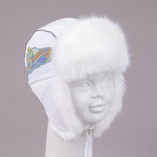 Czapka uszatka z odblaskami i skuterem śnieżnym  biały 46-48 cm - zdjęcie 1