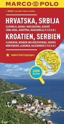 Chorwacja, Słowenia, Bośnia i Herzegowina, Albania, Kosowo, Czarnogóra, Macedonia. Mapa 1:800 000