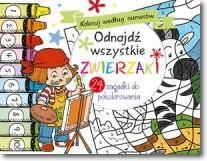 Odnajdź wszystkie zwierzaki. Koloruj według numerów