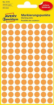 Avery Zweckform Kółka do zaznaczania odblaskowe pomarańczowe 8mm