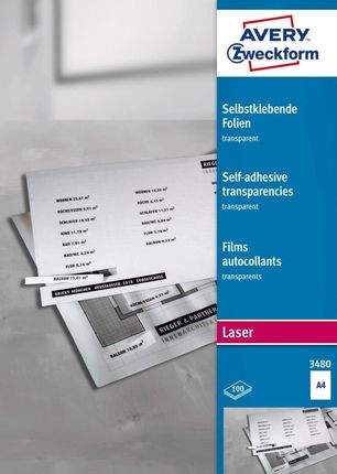 Avery Zweckform Folie przezroczyste samoprzylepne Do kolorowych drukarek laserowych i kopiarek 100szt.