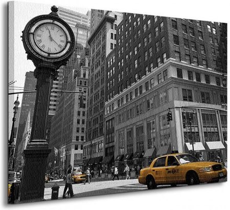 Zegar na Avenue, New York BW - Obraz na płótnie