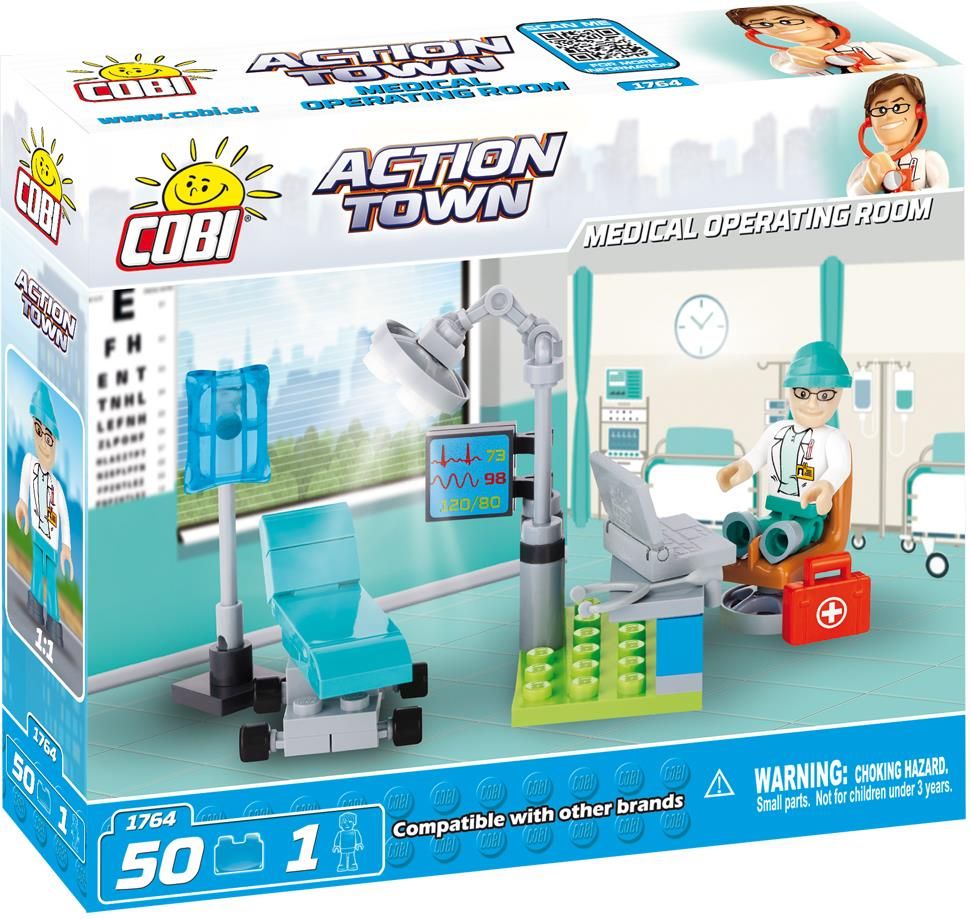 COBI Action Town – Sala Operatoria Medica, Set Costruzioni 50 Pezzi Con Figura Dottore E Mattoncini Luminescenti - 4