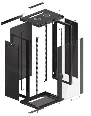 Lanberg Szafa instalacyjna wisząca 19'' 22U 600x450mm Czarna Drzwi Szklane (WF01-6422-10B)