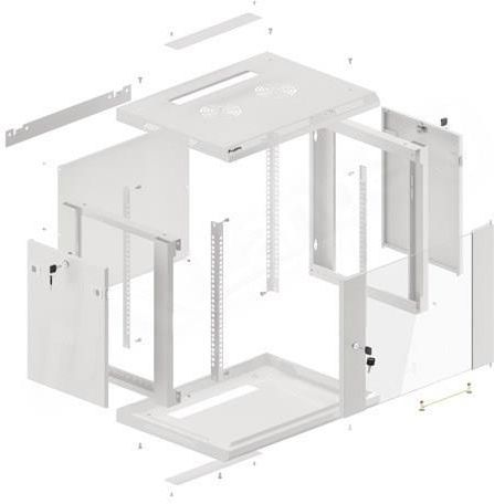 Lanberg Szafa instalacyjna wisząca 19'' 9U 600x450mm Szara Drzwi Szklane (WF01-6409-10S)