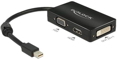Delock Adapter Mini DisplayPort 1.1 > VGA/HDMI/DVI Pasywne 16cm Czarny (62631)