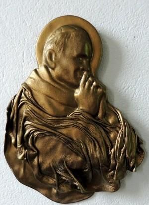 Art Deco Płaskorzeźba Świętego Jana Pawła Ii - Skóra (PN-1)