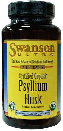 Swanson Certified Organic Psylium Husk 60 kaps.