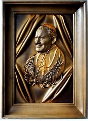 Obraz "Papież Jan Paweł II" - rękodzieło ze skóry - PS5-4
