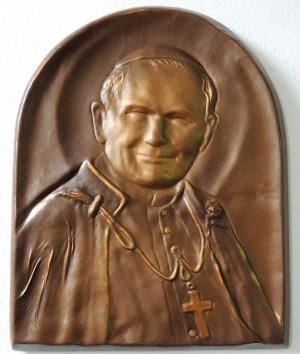 Artdeco Święty Papież Jan Paweł II - Płaskorzeźba w skórze na prezent - PD-2
