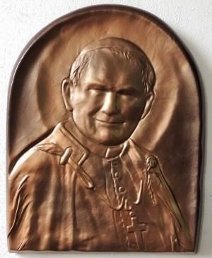 Artdeco Święty Papież Jan Paweł II - Płaskorzeźba w skórze na prezent - PD-4