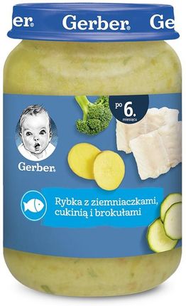 Gerber Obiadek Rybka Z Ziemniaczkami Cukinią I Brokułami dla niemowląt po 6 Miesiącu 190g