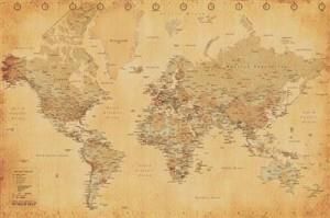 Mapa świata (Vintage Style) - plakat