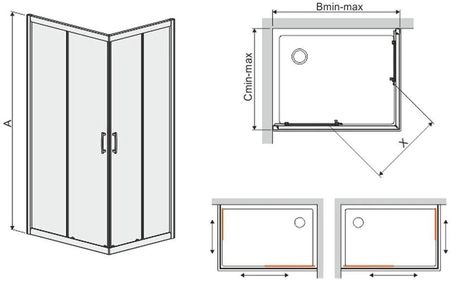 Sanplast 80x100 KN/TX5b profil biały szkło przezroczyste Glass Protect 600-271-0200-01-401 - zdjęcie 2