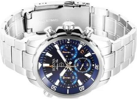 Bulova men's chronograph marine star stainless outlet steel bracelet watch 43mm 96b256