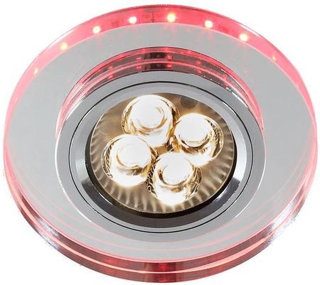 Candellux Ss-23 2238241 Ch/Tr+Red/Pk Gu10 50W+Led Smd 230V Czerwonoróżowy 2,1W Chrom Opr. Strop. Stała Okrągła Szkło Transparentne