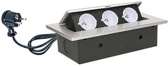 Orno Gniazda wpuszczane w blat 3x230V gruby rant 1,5m srebrny OR-AE-1338/G