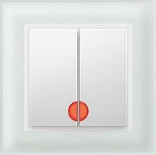 Hager Włącznik podwójny z podświetleniem Berker B7 szkło biały 303808 ...