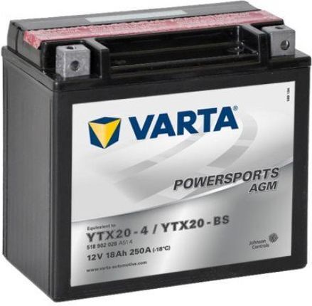 Varta Powersports Agm 12V 18 Ah 250A Ytx20-Bs / Ytx20-4