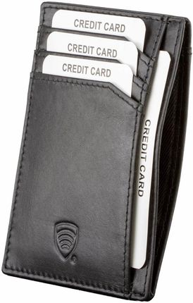 Skórzane etui na karty zbliżeniowe RFID - Czarny połysk