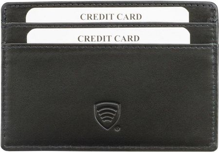 Skórzane etui ochronne na karty kredytowe oraz zbliżeniowe - Czarny połysk