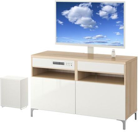 Ikea Besta Uppleva Kom Tv 40 21 System Dźwiękowy Dąb Bejcowany Biało