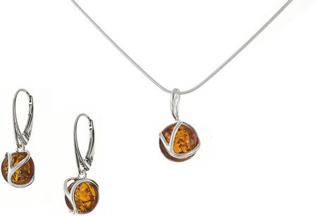 Komplet Srebrnej Biżuterii Amber 383