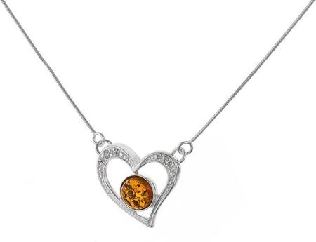 Srebrny Bursztynowy Naszyjnik (Wisiorek + Łańcuszek ) Amber 689