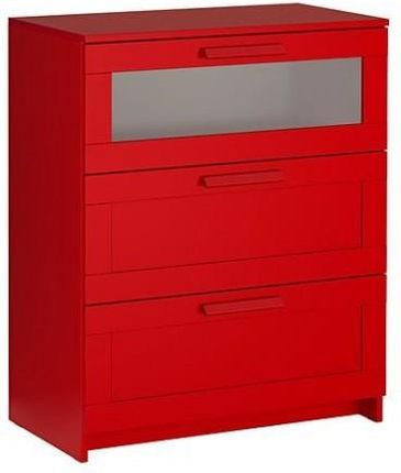 Ikea Brimnes Komoda 3 Szuflady Czerwony Szkło Matowe 78x95 502.261