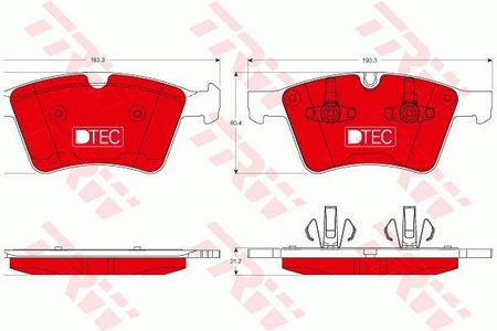 Kit Plaquettes De Frein Avant MEYLE 0252561718PD – Premium Avec Indicateur D'usure, Pour TRW – Largeur 129mm, Hauteur 74.6mm