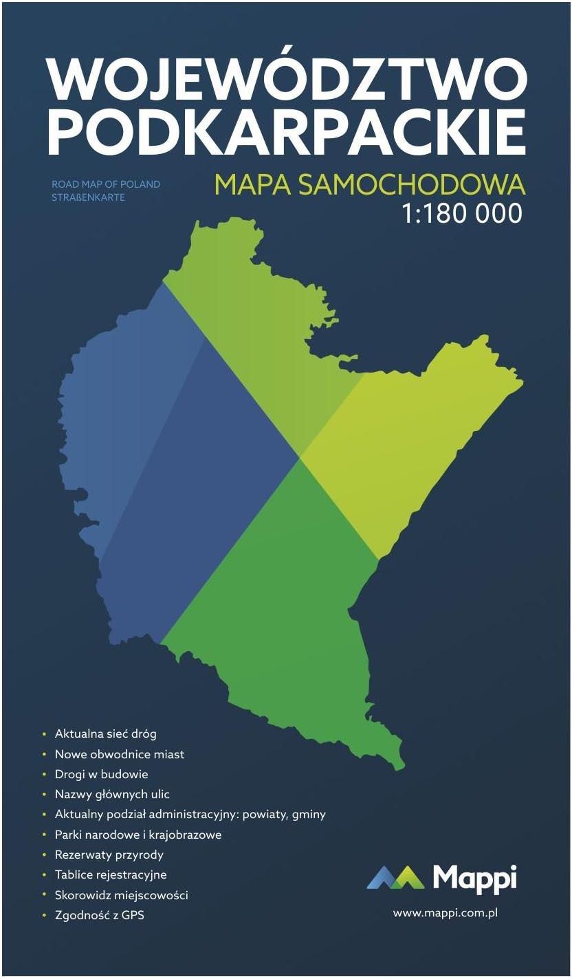 mapa samochodowa 2015 Mapa Składana Województwa Podkarpackiego 2015   Samochodowa 1:180 