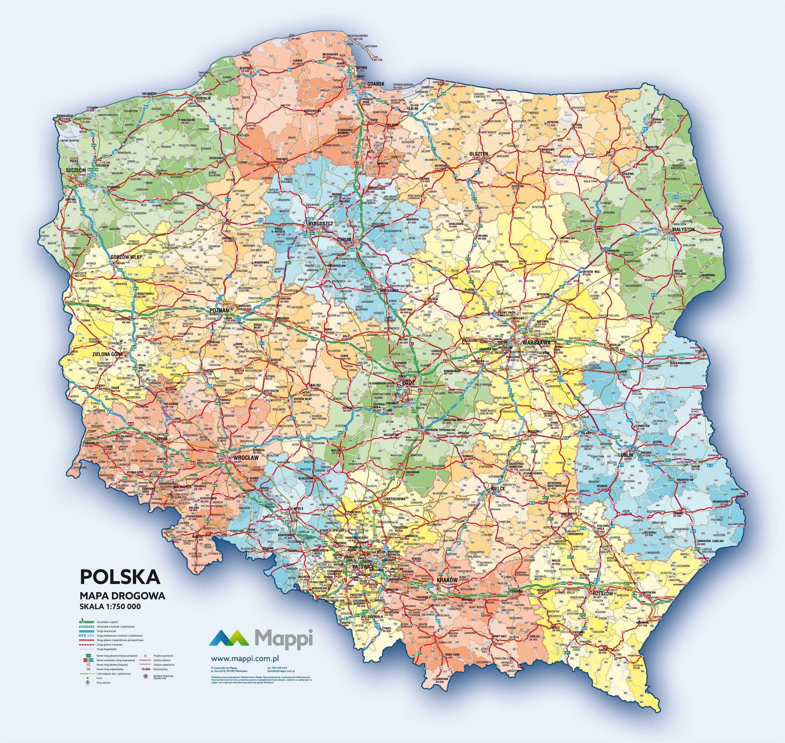 mapa scienna polski Mapa ścienna Mapa Ścienna Polski 2016 Drogowa 1:750 000   Ceny i 