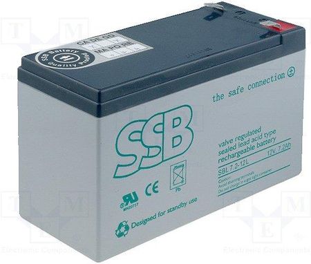 Ssb Akumulator kwasowo-ołowiowy 12V 7,2Ah Żywotność 10-12 lat (SBL7212L)