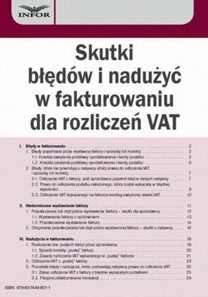 Skutki błędów i nadużyć w fakturowaniu dla rozliczeń VAT (E-book)