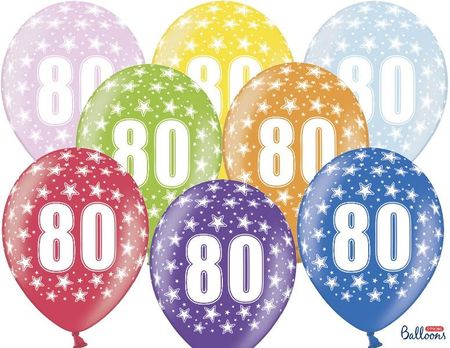 Partydeco Balony 30Cm 80Th Birthday Metallic Mix 50Szt. (Sb14M080000)