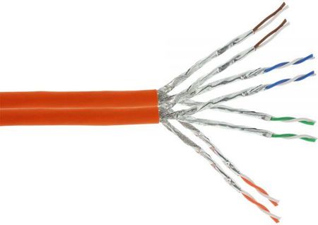 InLine Kabel instalacyjny S/FTP PiMF Cat.7a AWG23 1200MHz halogen free pomarańczowy 500m (77500I) 