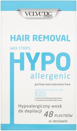 Velvetic Mini Hypo allergenic hypoalergiczny wosk do depilacji twarzy i bikini, plastry 48szt.