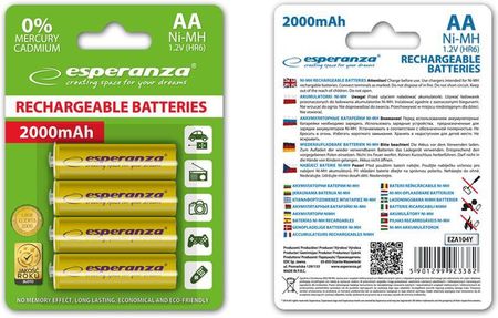 ESP ZEP2 ミニフライングA Esperanza Ni-MH AA 2000MAH 2 szt. (EZA103Y) - Ceny i opinie