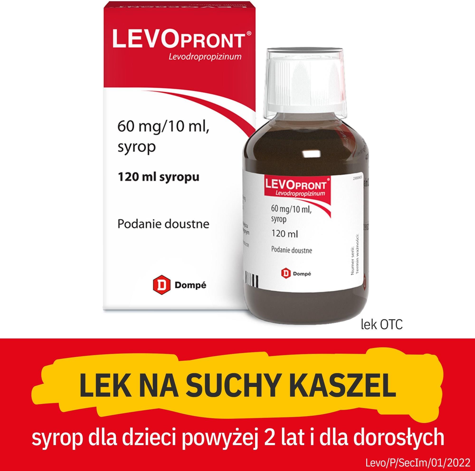 Levopront syrop na suchy kaszel 0,06g/10ml 120ml - zdjęcie 5 Levopront syrop na suchy kaszel 0,06g/10ml 120ml