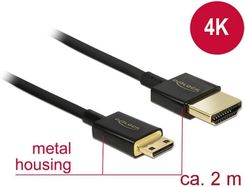 Delock High Speed HDMI z Ethernet HDMI-A HDMI Mini-C 3D 4K slim 2m (84778)