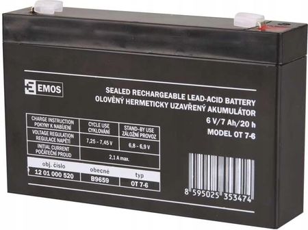 Emos Akumulator AGM 6V/7Ah F4,7 B9659