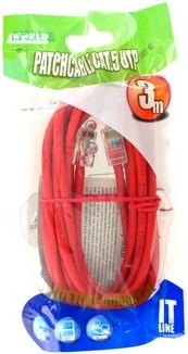 4World patch cord RJ45, bez osłonki, kat. 5e UTP, 3 m, czerwony - retail - 04713