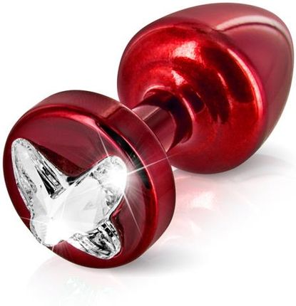 Zdobiony plug analny - Diogol Anni R Butt Plug Butterfly Red 25 mm Motyl  Czerwony